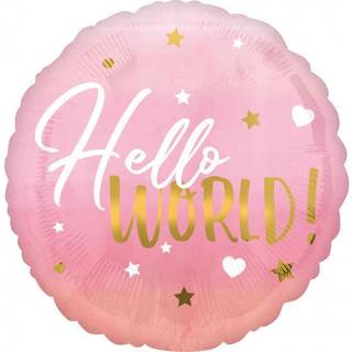 Folieballon Hello World Lyserød 45 Cm