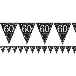 60 års fødselsdag vimpel banner 4 m. - Sølv