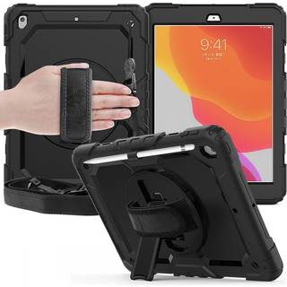 iPad 10.2" (2021 / 2020 / 2019) Tech-Protect Solid360 Case m. Beskyttelsesfilm, Håndholder & Skulderstrop Sort