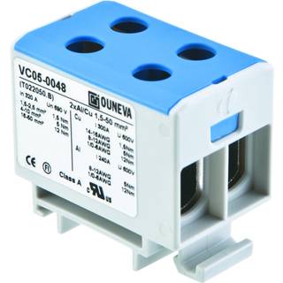 Ouneva Otl-isoleret universal klemme aluminium/kobber 2*(1,5-50) mm2 blå
