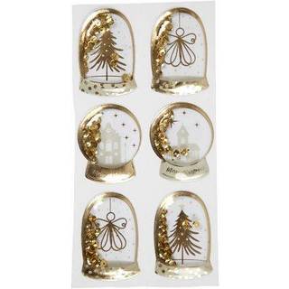 Shaker Stickers med Engel, Træ og Huse - 6 stk. Guld