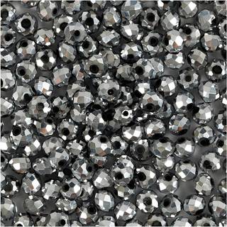 Facetperler 3x4 mm metallic grå - 100 stk.