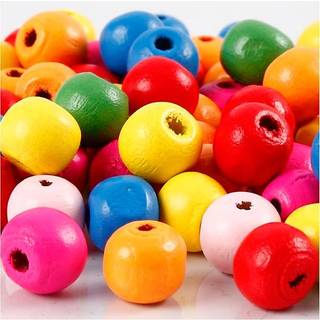 Assorterede Træperler 10 mm - 22g til Smykkeprojekter