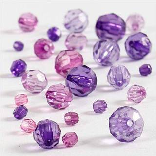 Facetperler, str. 4-12 mm, hulstr. 1-2,5 mm, lilla, 250 g/ 1 pk.