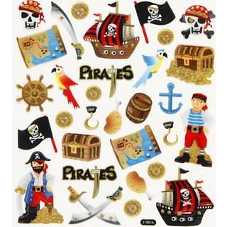 Stickers m. glitterdetaljer | Pirater | 1 ark