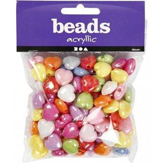 Hjerte Mix, 25x15 mm Perlerne måler 25x15 mm. Plastperlerne har en hulstørrelse på 3 mm.