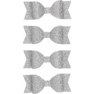 Sølv Glitter Sløjfer 31x85 mm - 4 stk. Pakke