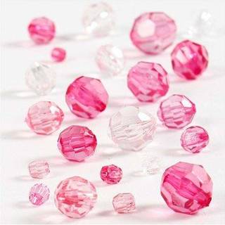Facetperler, str. 4-12 mm, hulstr. 1-2,5 mm, pink (081), 250 g/ 1 pk.