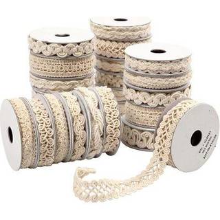 Dekorationsbånd, B: 6-18 mm, creme, 56x0.90 m/ 1 pk.