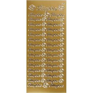 Guld Tillykke Stickers - 10x23 cm, 1 ark