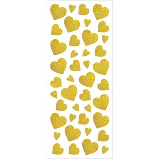 Guld Glitterstickers Hjerter - 2 Ark 10x24 cm