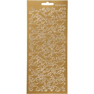 Guld Duer Stickers - 10x23 cm, Selvklæbende Ark