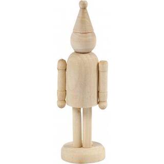 Elegant Figur i Lyst Træ med Bevægelige Arme, 13 cm
