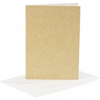 Glitter Kort og Kuverter - 4 sæt, Guld 10,5x15 cm
