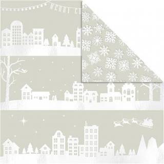 Designpapir med Huse og Snekrystaller, 3 ark 30,5x30,5 cm