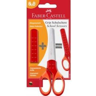 Faber-Castell Grip skolesaks Saksen er rød og måler 13 cm.