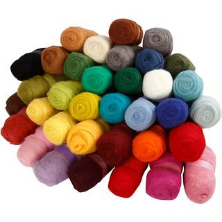 Kartet Uld, ass. farver, 35x100 g/ 1 pk.