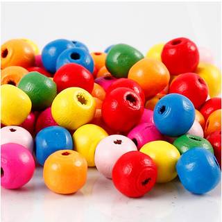 Assorterede Træperler 10 mm - 500g til Smykkefremstilling