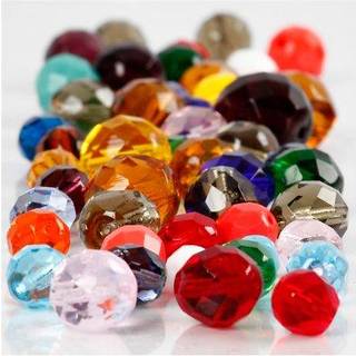 Facetperler i Glas - Ass. Farver og Størrelser, 400g