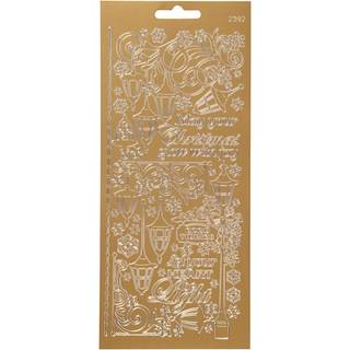 Guld Folie Stickers med Lanterner - 10x23 cm