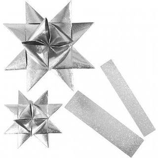 Sølv Glitter Stjernestrimler - 16 stk. til Flettede Stjerner