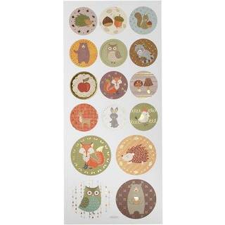 Skovdyr Stickers - 10x23 cm, Mat Papir med Guldfolie