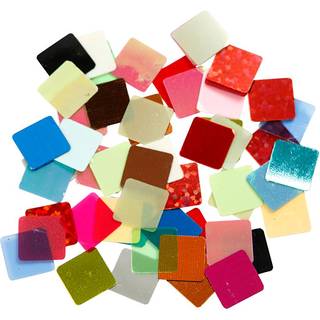 Pailletmosaik 10x10 mm - Ass. farver, 250g