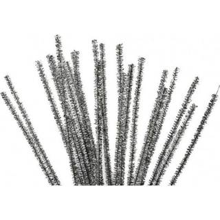 Sølv Glitter Chenille Piberensere - 30 cm, 24 stk.