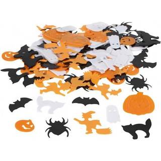 Pailletter, 10-20 mm, Hvid, orange, sort Pakken består af 250 g. pailletter med Halloweenmotiv.