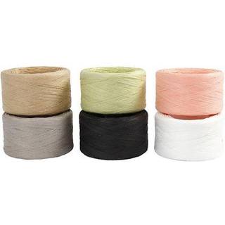 Raffia Papirgarn 7-8 mm, Ass. Farver, 6x100m