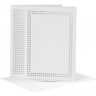 Elegant broderikort 10,5x15 cm - 6 sæt med kuverter