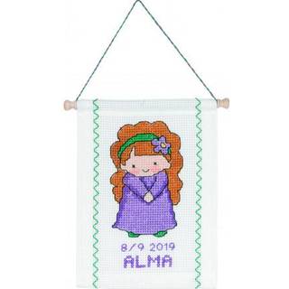 Broderikit Jomfru B5129/18 18 x 25 cm Stilfuldt broderi med klassisk motiv. Færdigt arbejde måler 18x25 cm. Indeholder korssting og stikkesting. 8 vibrante DMC garnfarver. Elegant design på hvidt Aida stof.