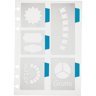 Stencil med 5 store motiver til kreativ journaling