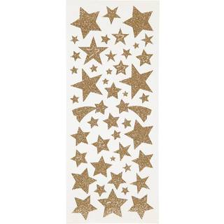 Guld Glitterstickers - Stjerner, 2 ark 10x24 cm