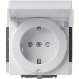 ABB schuko stikkontakt hvid m/låg semi