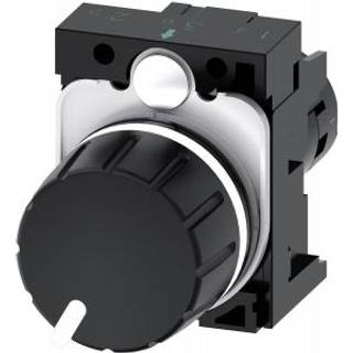 Siemens Potentiometer, kompakt, 22 mm, rund, plastik, sort, 10k ohms, med holder, skrueklemme