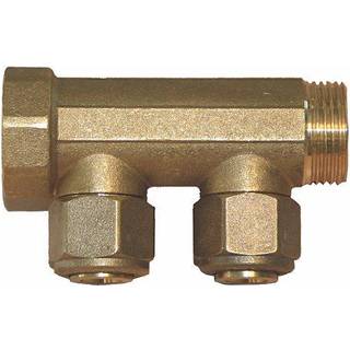 Fordelerrør med 2 studse, 3/4" x 15 mm