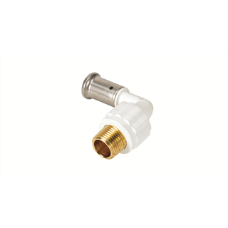 Henco pres vinkel 90° PVDF 26 mm x 3/4 pres/udvendig gevind