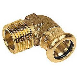 kobber Cu press vinkel 3/4'' - 22 mm 90º med udvendigt gevind og muffe