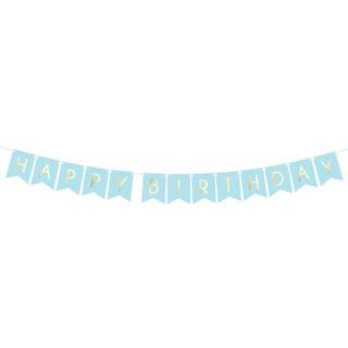 Happy Birthday banner - 175 cm - lyseblå