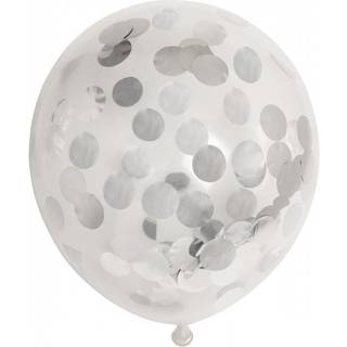 Konfetti balloner 6 stk. - Sølvmetallic