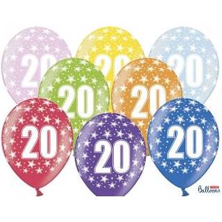 6 stk. Fødselsdagsballoner Metallic Mix – 20 Års Jubilæum Helium Dekoration 30 cm