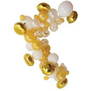 Salling ballonbue med 72 balloner - hvid/guld/konfetti (På lager i varehus)