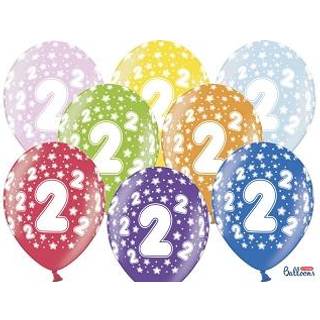 6 stk. Metallic Fødselsdagsballoner Mixfarver – Perfekt til 2 Års Jubilæum Helium Dekoration