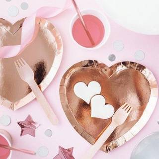 Hjerte paptallerkner, rose gold