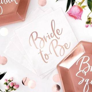 20 stk. Frokostservietter Bride to Be i Rosenguld - Elegante & Festlige 33 cm