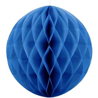 1 stk. Honeycomb kugle i blå farve, diameter ca. 20 cm, genanvendelig med klips til montering