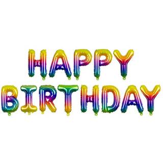 Happy Birthday - tekst 145,5" regnbue- folieballon