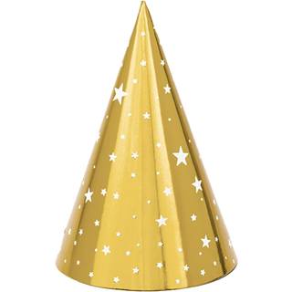 6 stk. Partyhatte Guld med Stjerner – Perfekt til festens glamourøse touch