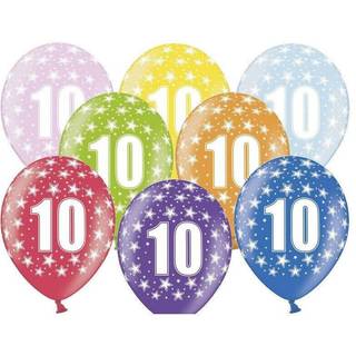 6 stk. Metallic Fødselsdagsballoner Mixfarver – 10 Års Jubilæum Heliumklar Latexballoner